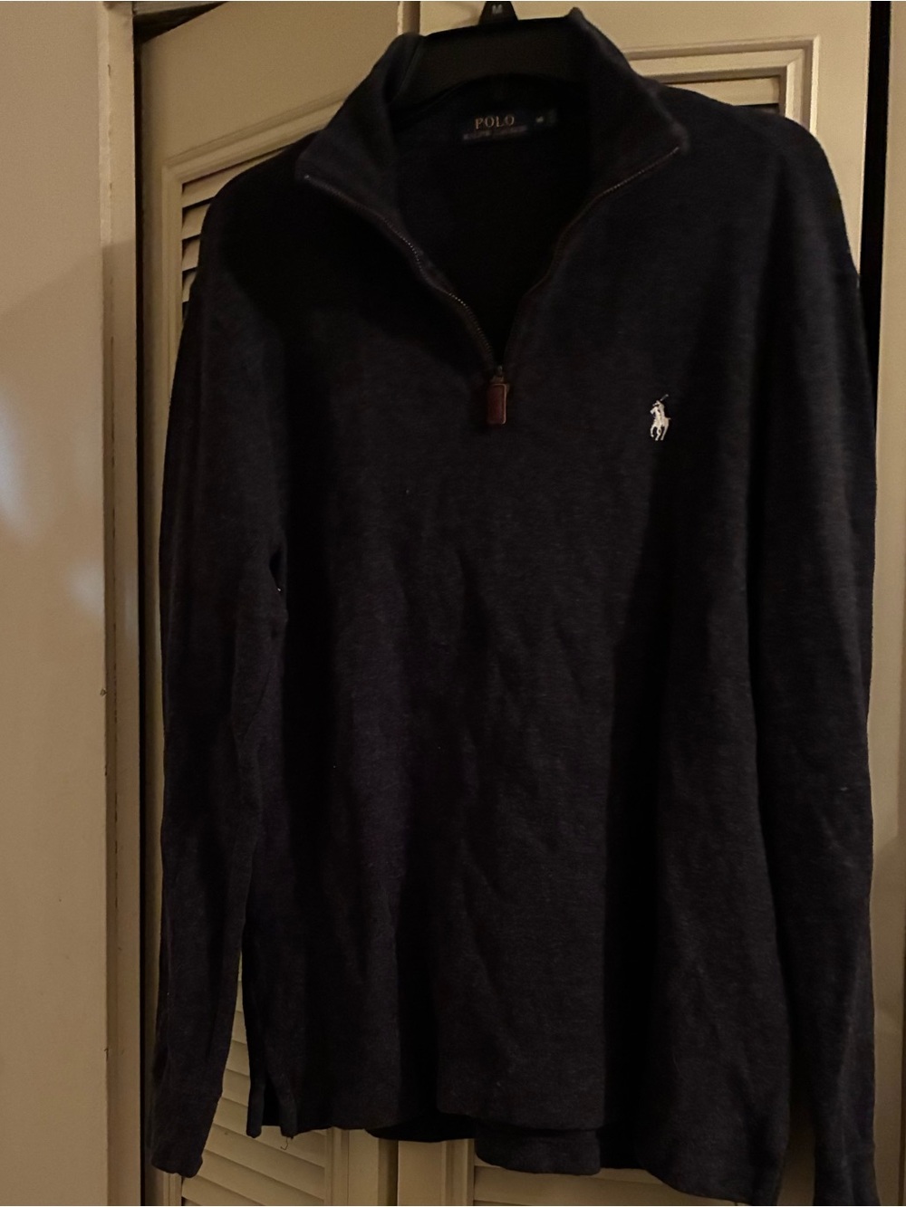 Pre-owned Polo by Ralph Lauren Men’s Dark gray Quarter-Zip Sweater size medium